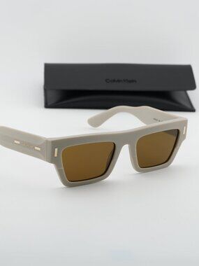 Calvin Klein CK25510S 209 Unisex Rectangle Sunglasses - Beige/Brown
